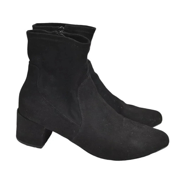 Aldo Suede Ankle Booties Black Sock  Boot Side Zipper Size 10 - Picture 1 of 10
